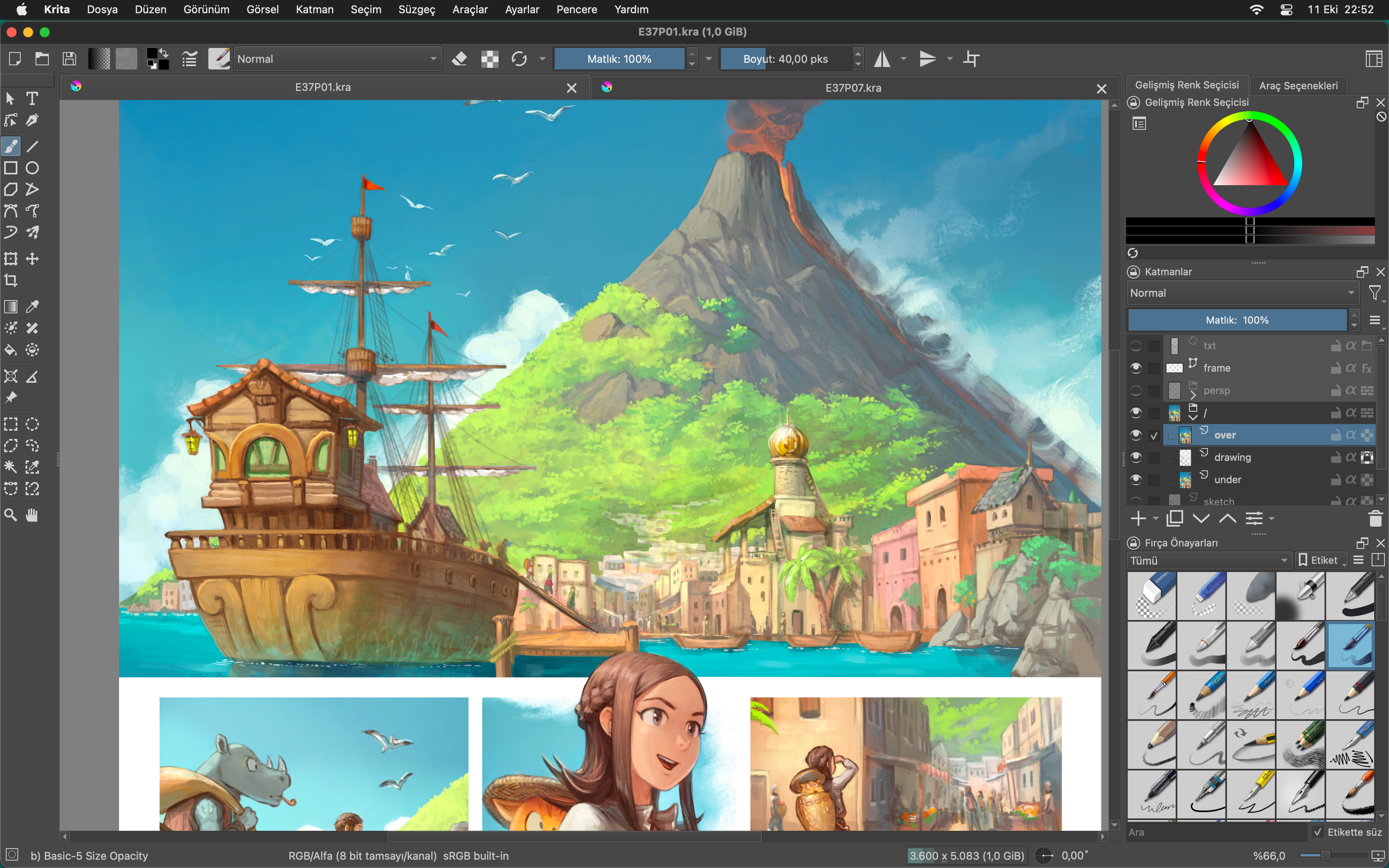 Krita 5.2 Türkçe ekran görüntüsü, görsel: Pepper ve Carrot, David Revoy